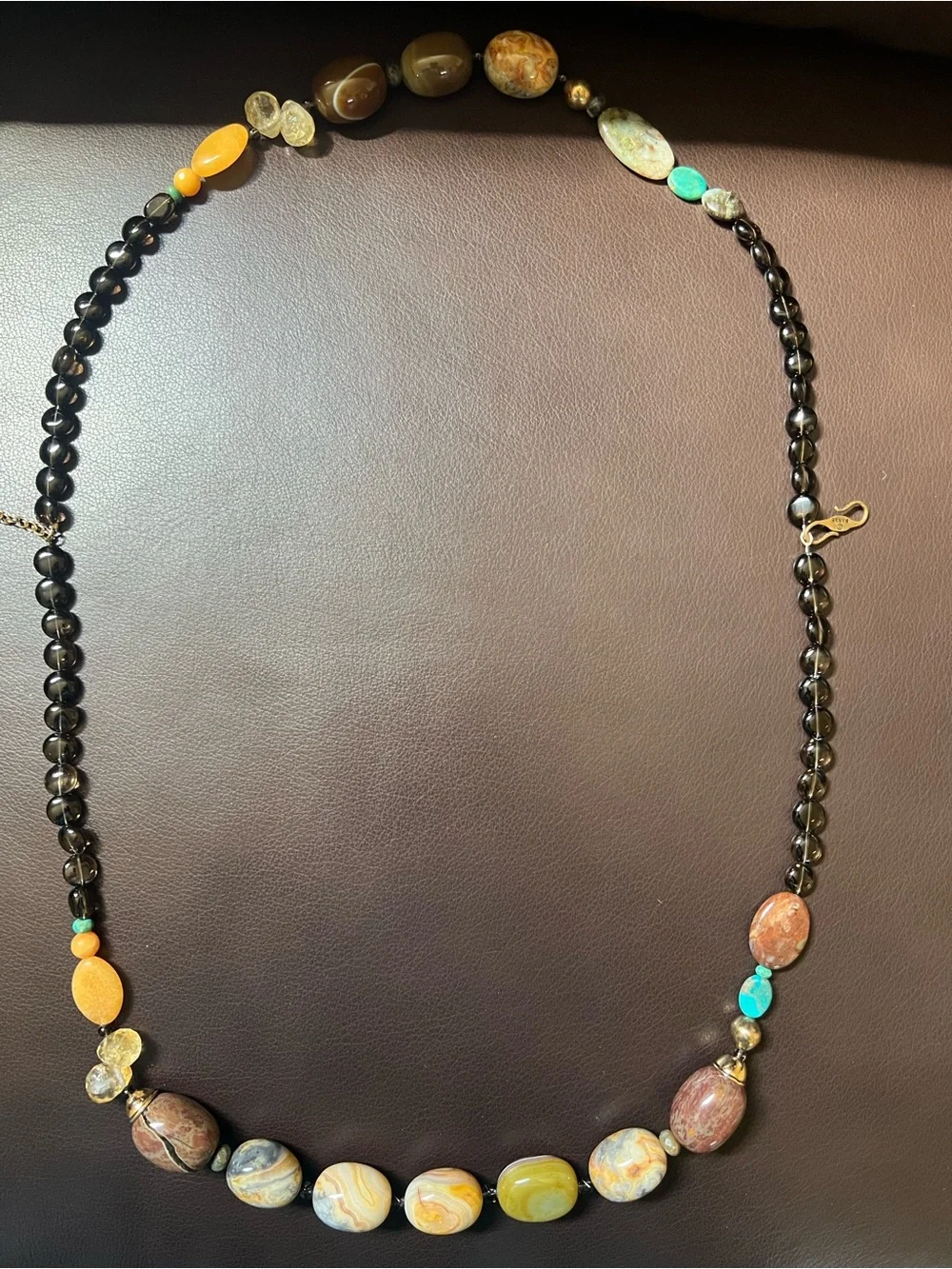 Studio Barse Necklace Two-Strand Multi-stone Beaded Brown Tan Orange